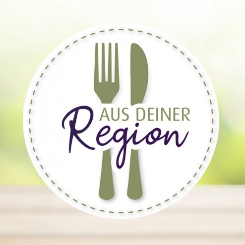 Rollenhaftetiketten/ Sticker/ Aufkleber "AUS DEINER REGION" (500 Stück = 1 Rolle)