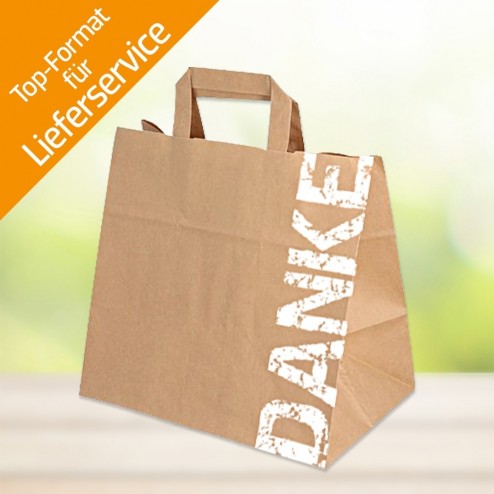 Papiertragetasche "DANKE" - Größe ca. 32x21,5x27 cm - AUS 100% RECYCLINGPAPIER - DER UMWELT ZULIEBE!