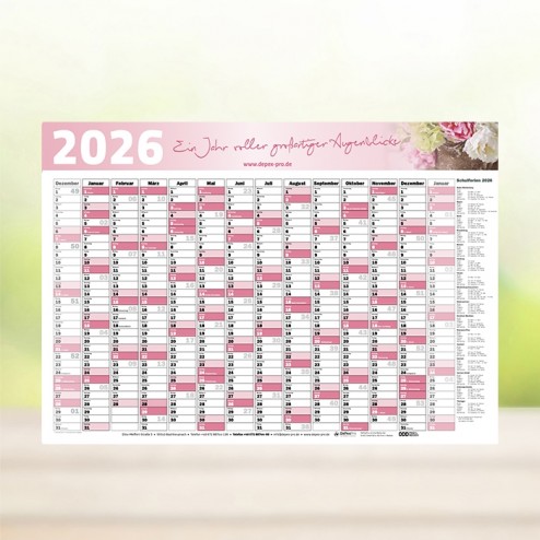 GRATIS DOWNLOAD - Jahresplaner (rosa)