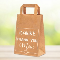 Papiertragetasche "DANKE-THANK YOU-MERCI" - Größe ca. 18x8x22 cm 