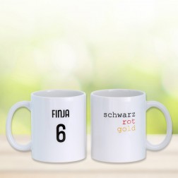 Motivtasse "schwarz rot gold - Rückennummer" 